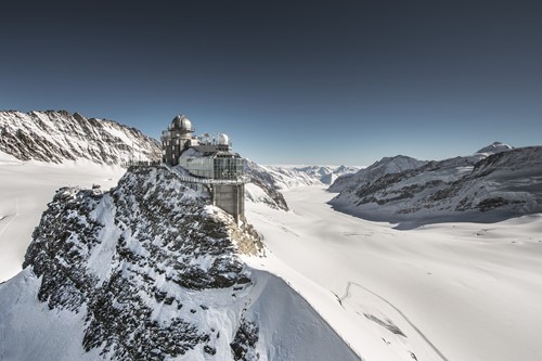 The summit of the Jungfrau accessible from Grindelwald near Zurich