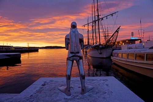 Sunset at the dock in Oslo, Norway