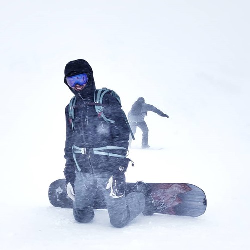st anton am arlberg snowboarder whiteout
