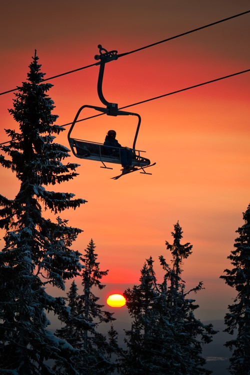 Trysil ski Holiday-Norway-red sunset and chairlift