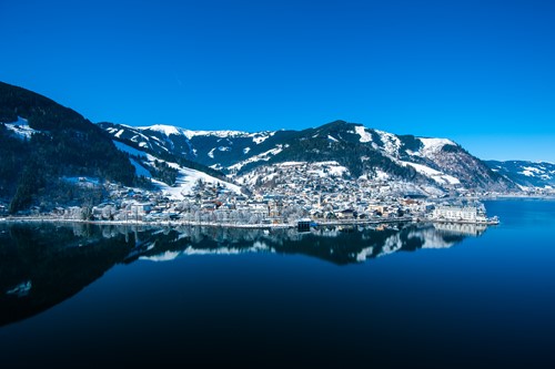 Zell am See ski weekends lake view of town mountain reflections