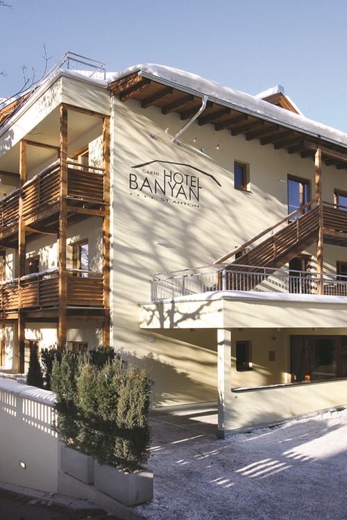 Hotel Banyan, ski accommodation in St Anton, Austria. Exterior view