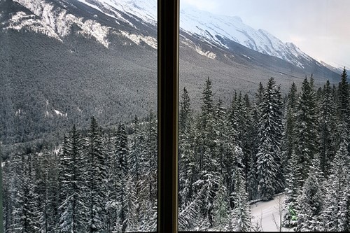 Banff through a window