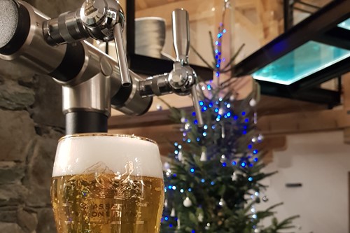 Beer on tap at the chalet des cascades, les arcs