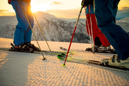 sunset corduroy in Myrkdalen, ski in Norway