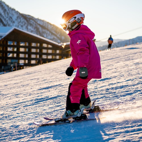 Myrkdalen Hotel, Ski in Norway, child skiing back to the hotel