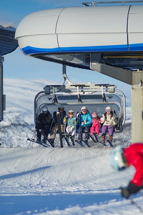 Getting off a chairlift in Geilo, Norway