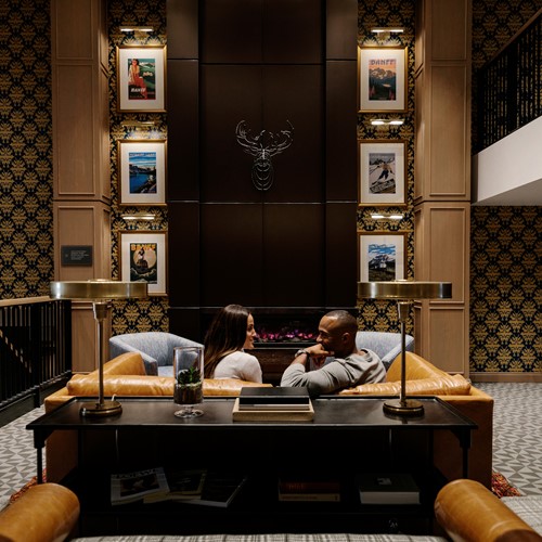 seating area, Mount Royal ski hotel in Banff, Canada