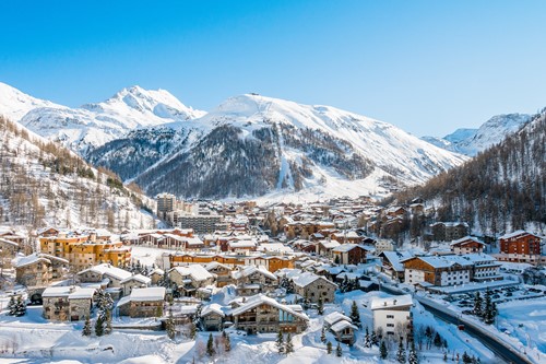 view of val d'isere in the snow