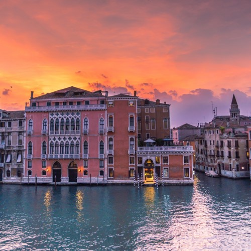 Venice-Italy-multicentre-pink buildings at sunset