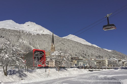main ski lift station in Klosters platz near Zurich
