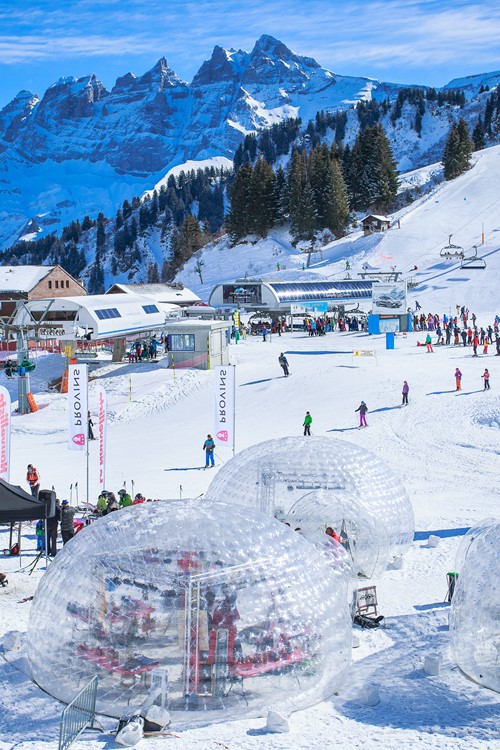 blow up igloos in Champery, Switzerland