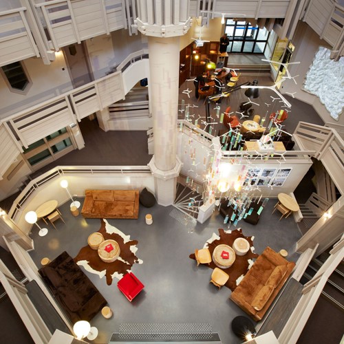 Le-Val-Thorens-Hotel-France-lobby-from-above