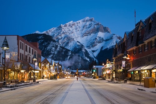 Banff town and mountains