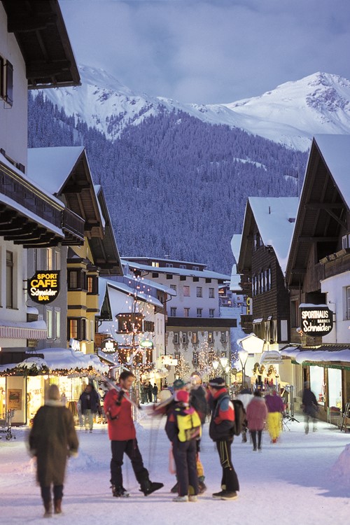 St Anton ski weekends main town street during winter
