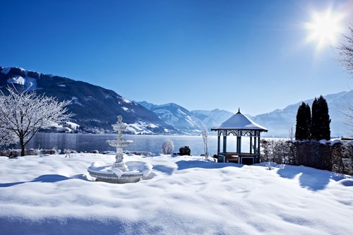 grand hotel zell am see lake view during winter
