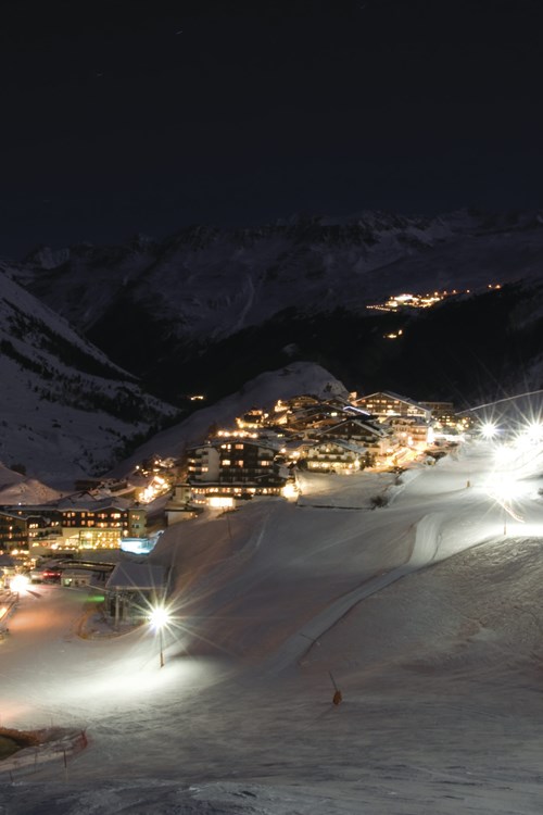 Obergurgl ski weekends Austria night time view of town lights