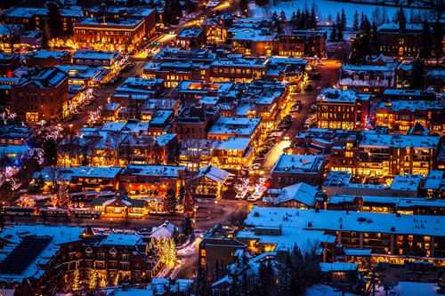 Aspen Skiing by Night