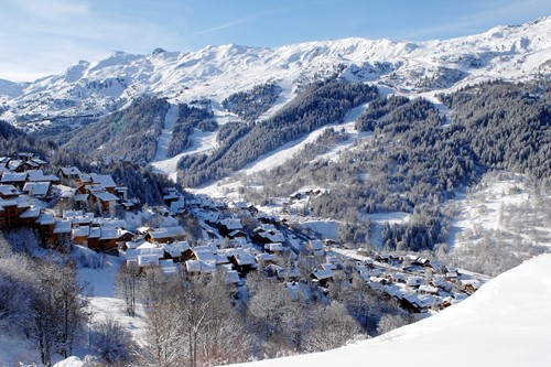View of Meribel village from above, ski weekends in Meribel
