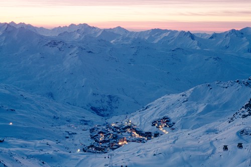 val thorens town night view ski weekends