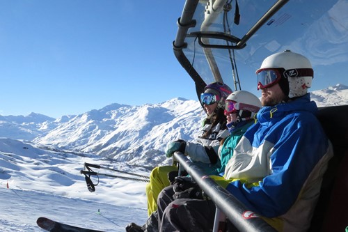 ski break chair lift image mountain view