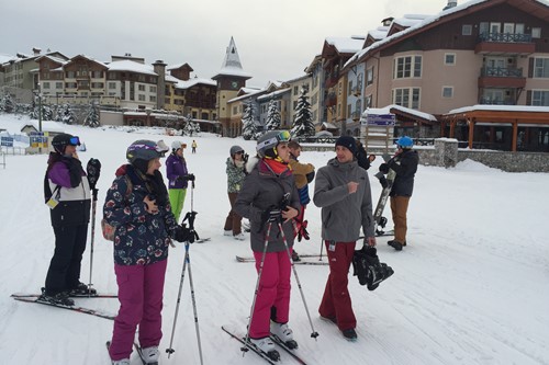 Down in the village: lifts to the left, hotels to the right