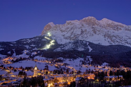 cortina town luxury ski breaks resort view at night