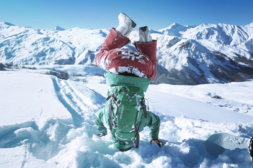 snowy headstand