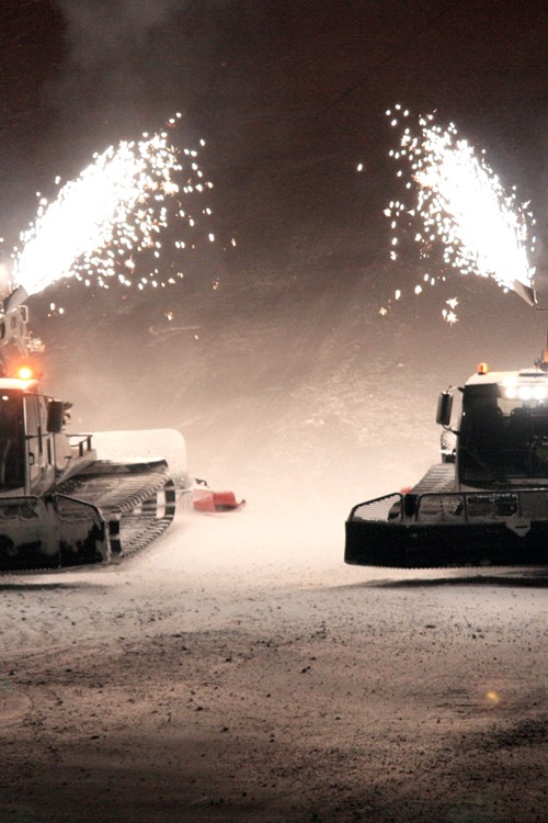 St Anton New Years Eve party-piste bashers and fireworks-Austria