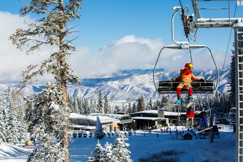 Aspen Snowmass chicken on a chairlift