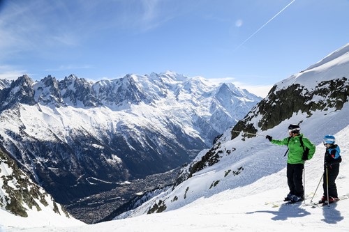 Chamonix ski weekends France two skiers giving directions