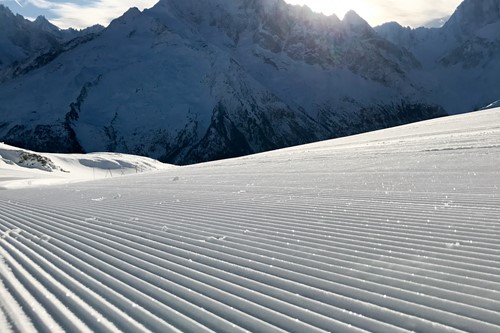 flegere chamonix freshly groomed piste