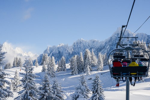 skiing in chamonix chairlift view