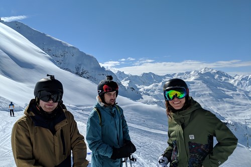 blue skis on the mountains for new years day