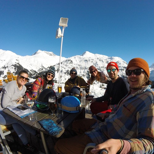 Group skiing in Lech, Austria