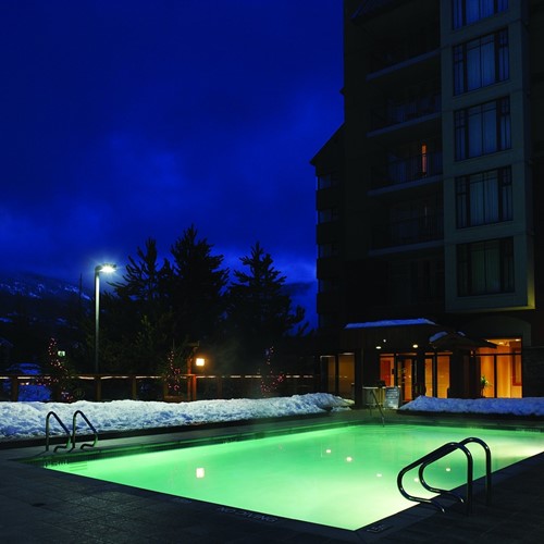 Hilton-Whistler-Resort-and-Spa-outdoor-pool-at-night