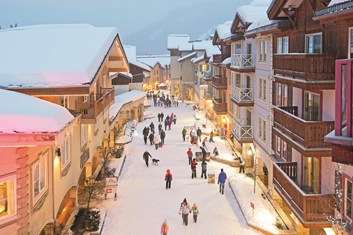 Sun Peaks high street, a great family ski destination