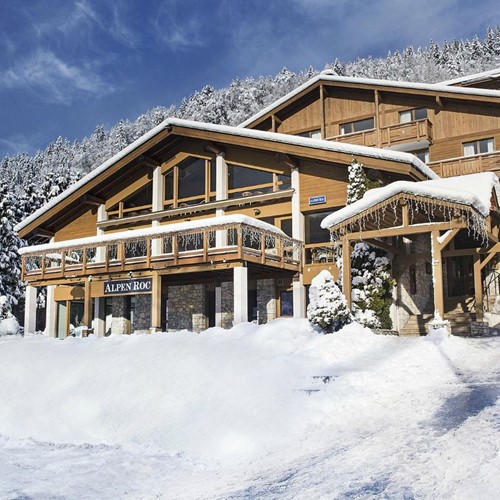 Hotel Alpen Roc-La Clusaz-France-exterior in snow