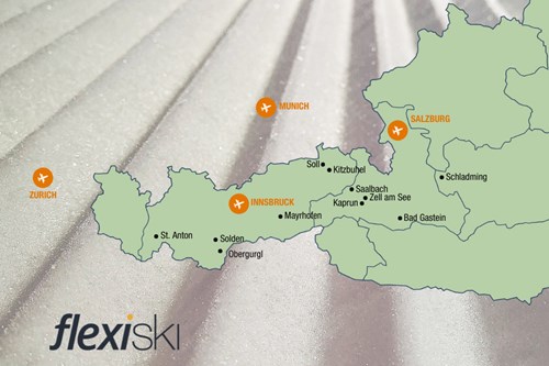 Austria Ski Resorts & Airports Map